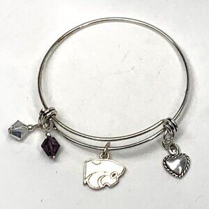 Big Cat Charm Bracelet Silver Finish - Expands 2"- 3.5"